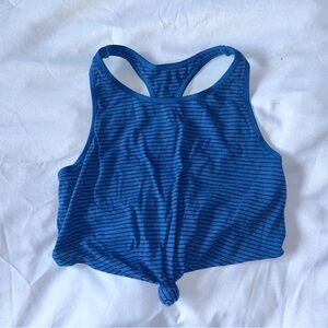 Aerie Racerback Blue Striped Knot Tank Top